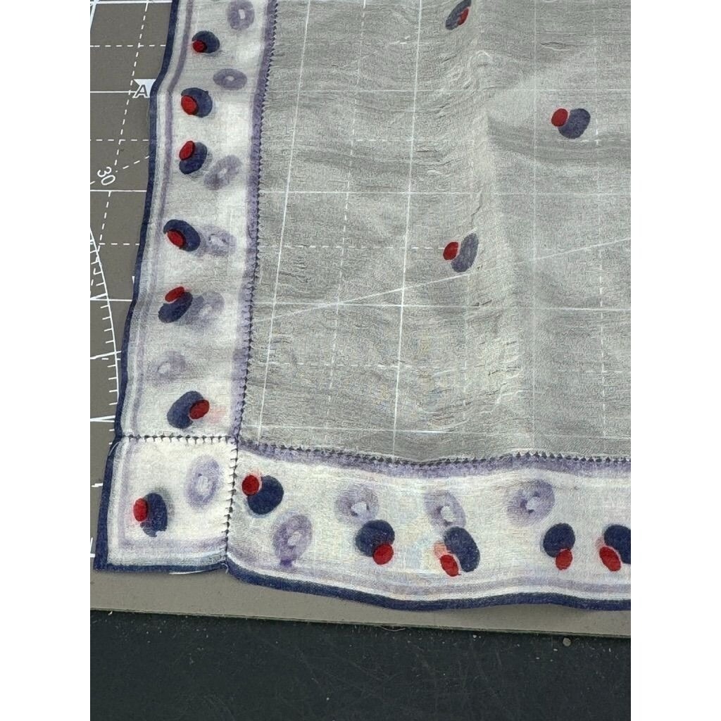 Vintage Handkerchief White Red Mushrooms Pocket Square Silky Feel14